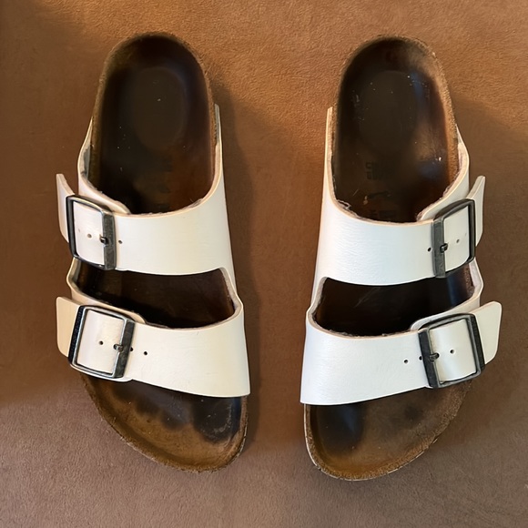 Birkenstock White Arizona Slide Shoe- Size 38 - Picture 2 of 13